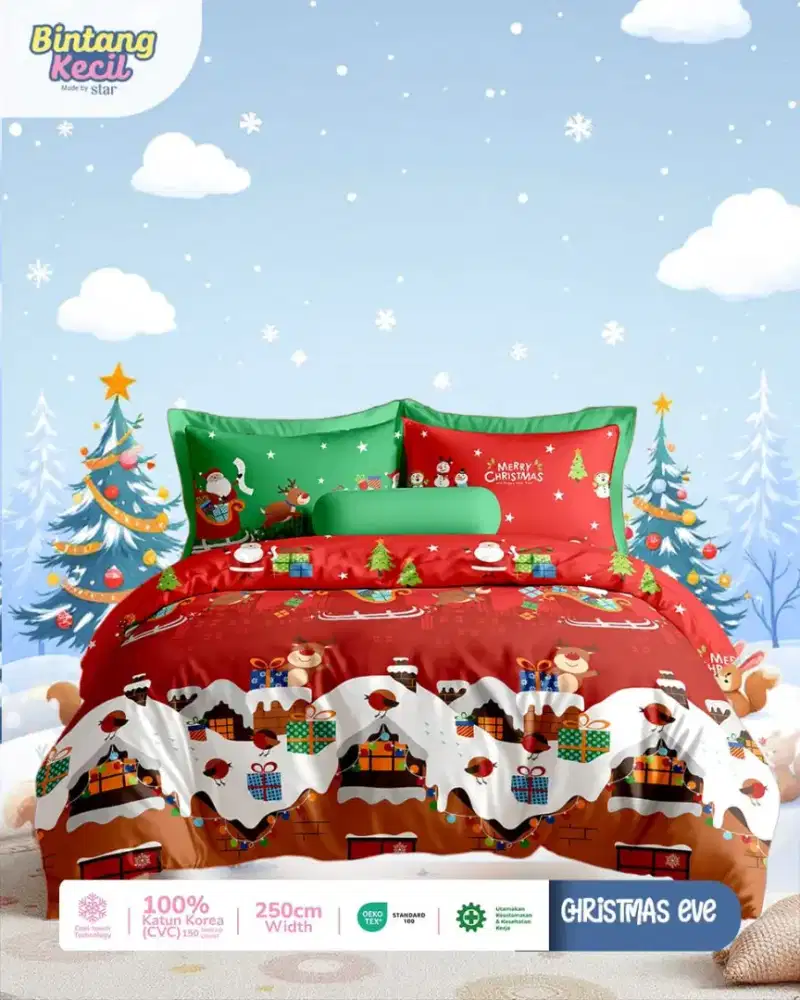 Sprei katun premium christmas eve natal
