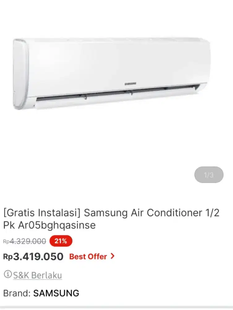 Samsung ac 1/2 pk promo plus pemasangan