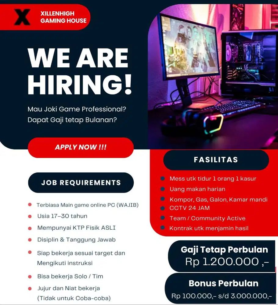 LOKER JOKI GAME ONLINE (GAJI TETAP)