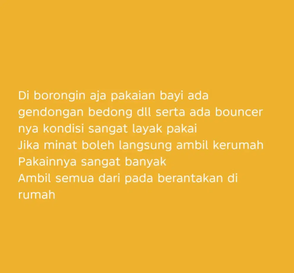 Di bohongin perlengkapan bayi