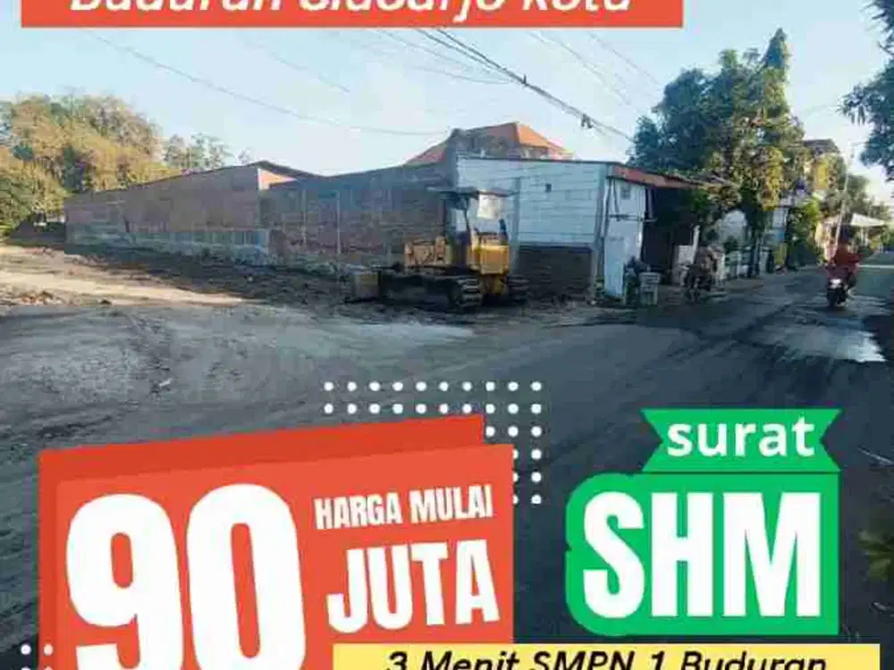 Tanah kavling siap bangun Nol jalan aspal raya Buduran Sidoarjo