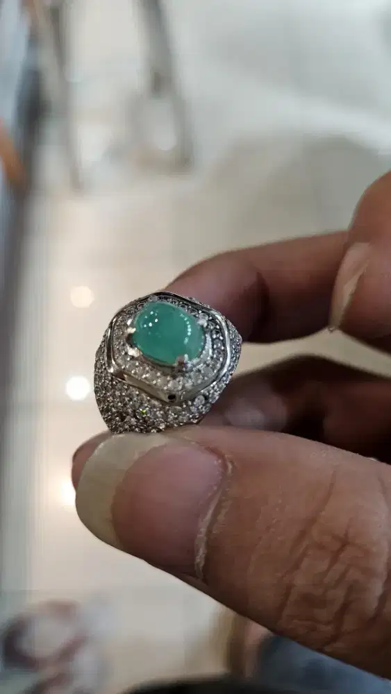 JUAL BU Cincin Permata Jamrud Ring perak koleksi pribadi ada Memo