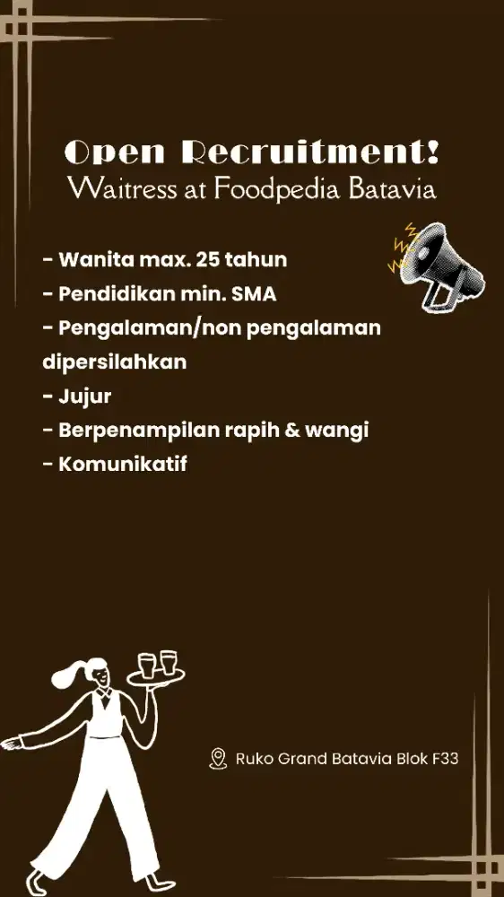 LOKER WAITRESS KAB. TANGERANG RAJEG PASARKEMIS