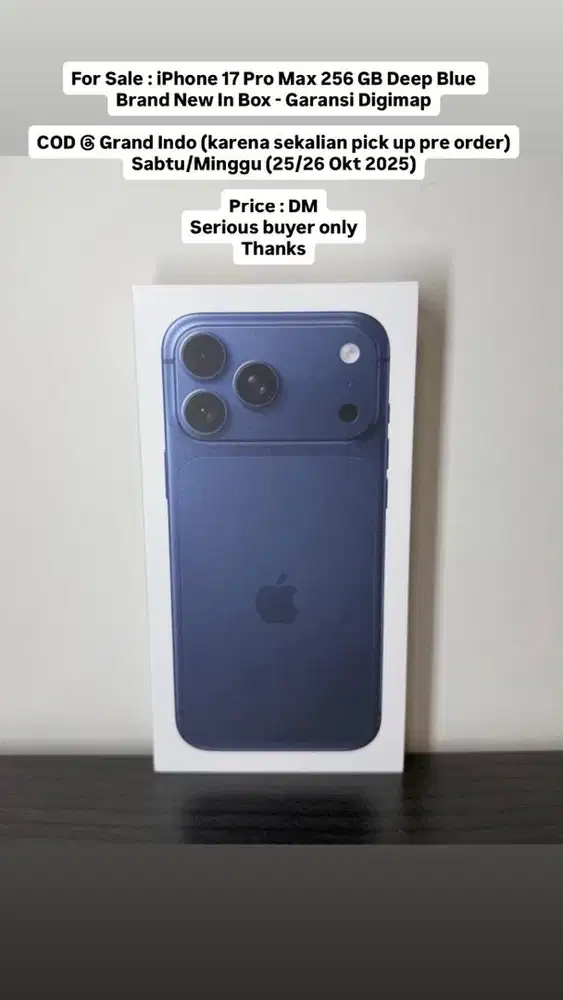 BNIB iPhone 17 Pro Max 256 Deep Blue - Digim*p