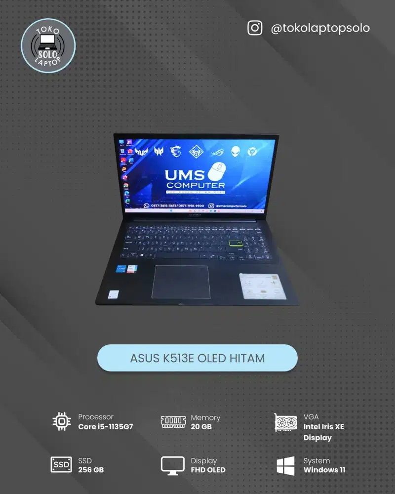 ASUS K513E OLED Core i5-1135G7 RAM 20GB SSD 256GB Iris Xe FHD OLED