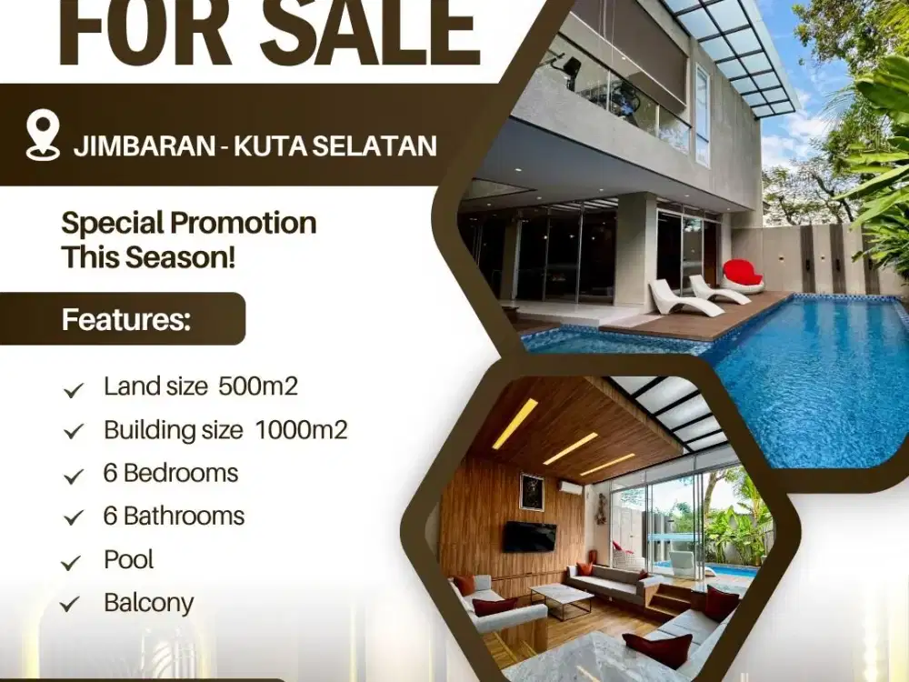 FOR SALE LUXURY VILLA WITH LARGE POOL AND BEAUTY ROOFTOP GARDEN AT JIMBARAN BALI