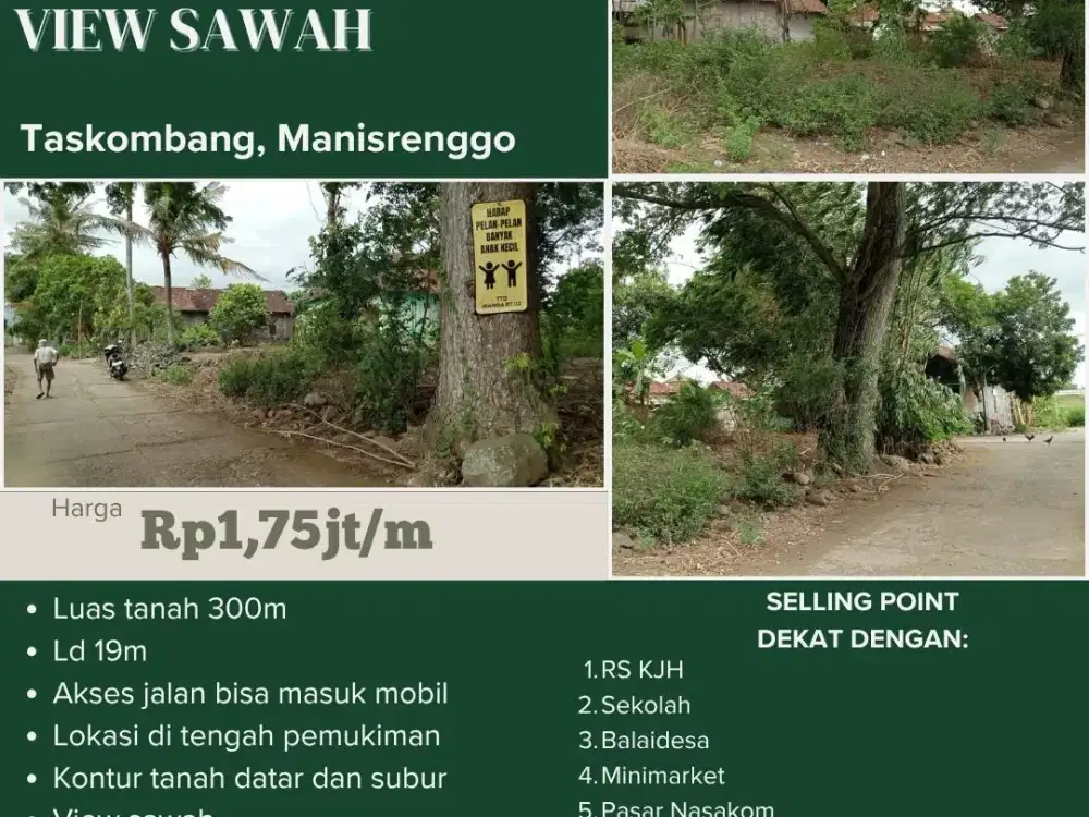 TANAH PEKARANGAN ASRI VIEW SAWAH TASKOMBANG, MANISRENGGO