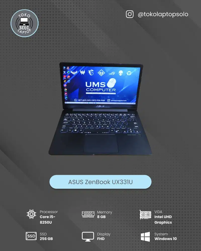 ASUS ZenBook UX331U INTEL Core i5-8250U RAM 8GB SSD 256GB Intel UHD
