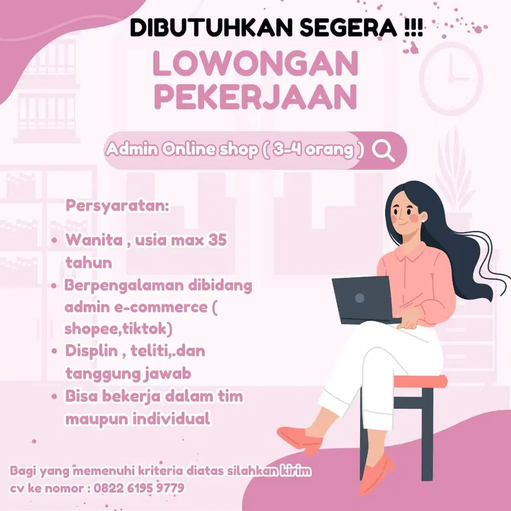 DIBUTUHKAN SEGERA ADMIN ONLINE SHOP