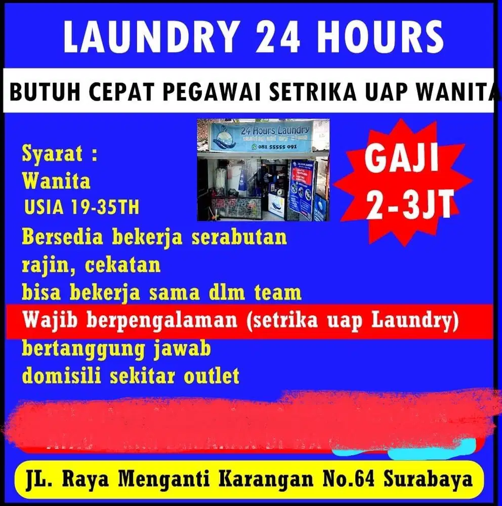 DICARI PEGAWAI LAUNDRY WANITA