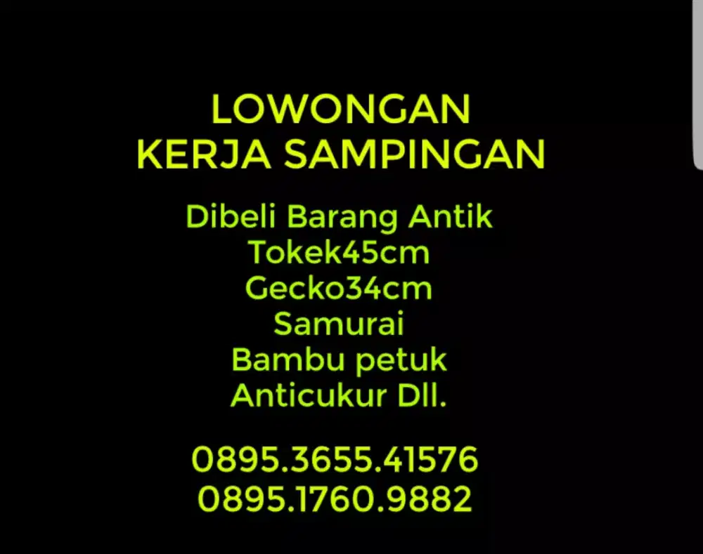 Lowongan Kediri dibutuhkan tokek45cm sehat kerja normal