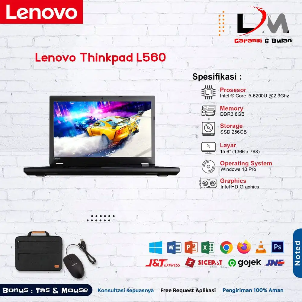 Laptop Core i5 Lenovo Thinkpad L560 Ram 8GB SSD 256GB Win 10 Garansi