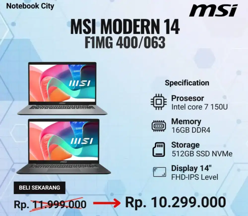 CICILAN LAPTOP MSI MODERN 14 F1MG 400/063