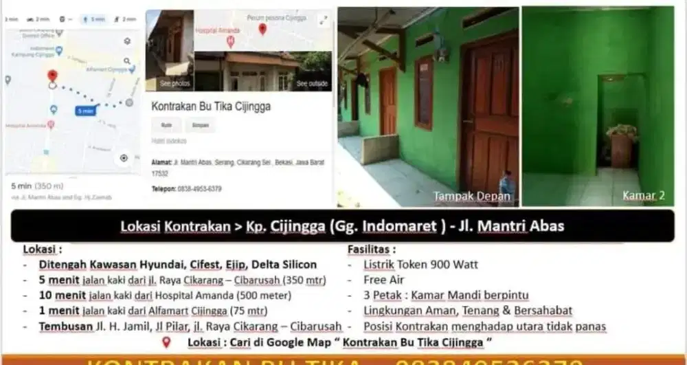 Dijual Kontrakan Cijingga SHM