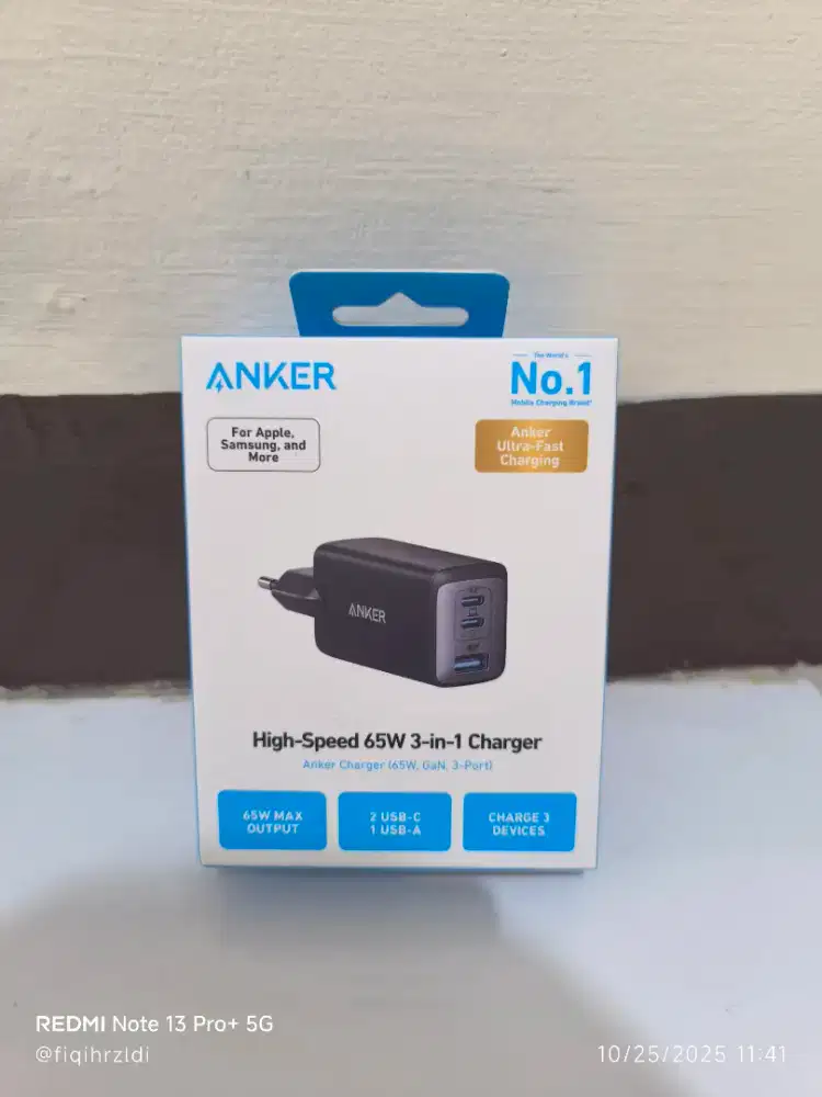 Anker Portable Charger High Speed 65W 3in1 Charger.