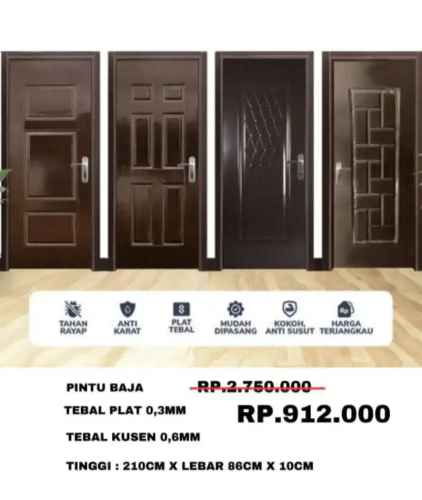 Pintu Baja Premium — Anti Rayap, Anti Karat, Cuma Rp912.000!