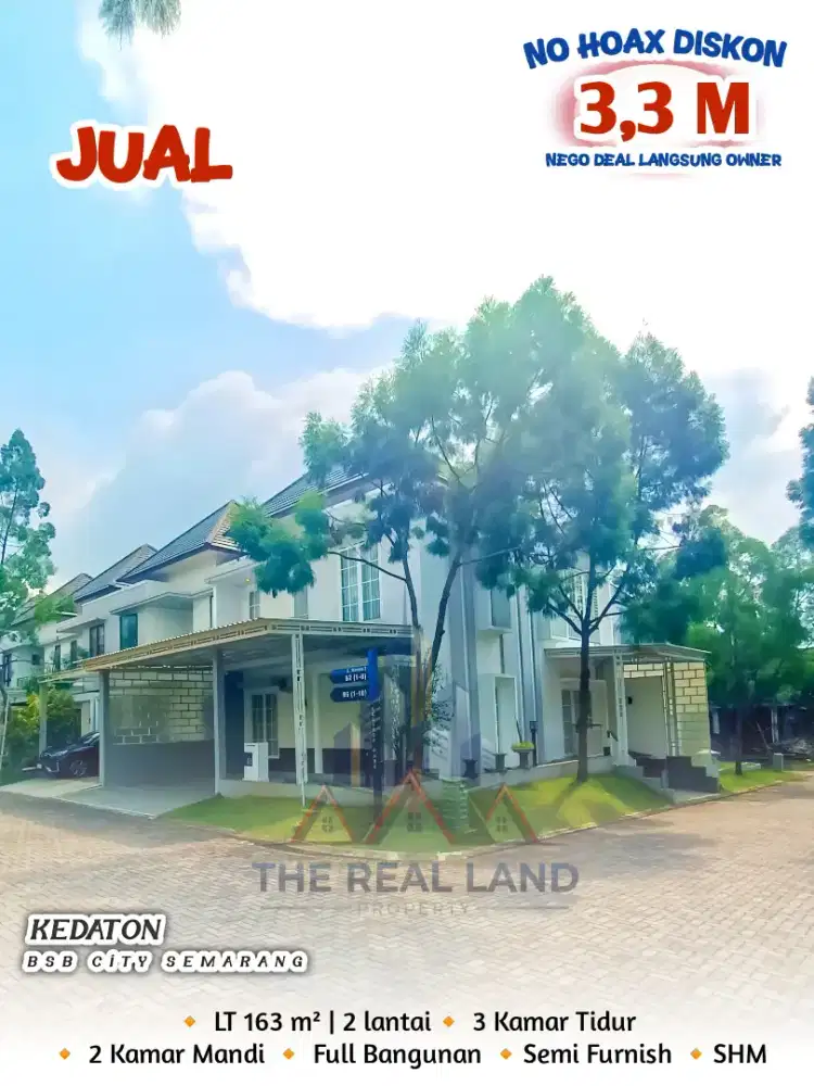 RUMAH DIJUAL HOOK LOCATION DI KEDATON KAWASAN BSB SEMARANG