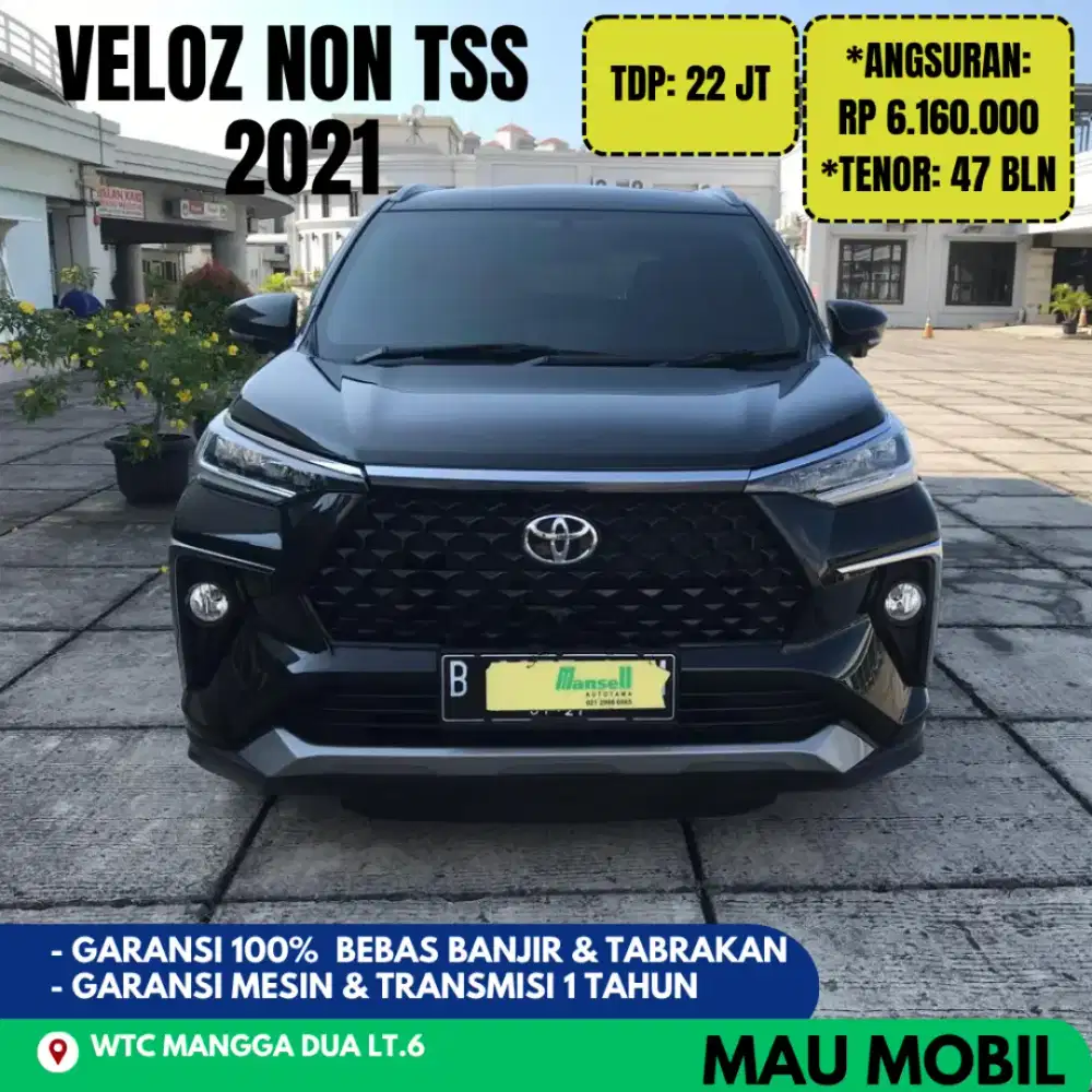 TDP 22JT, Veloz Q Non TSS 2020/2021/2022 Hitam, KM 20rb