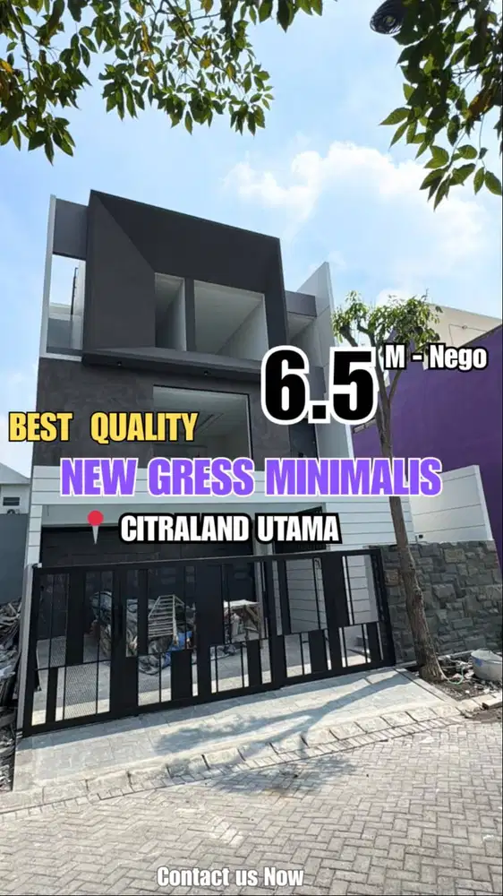 Gress HIGH SPEC Modern Minimalis Siap Huni CITRALAND UTAMA Surabaya