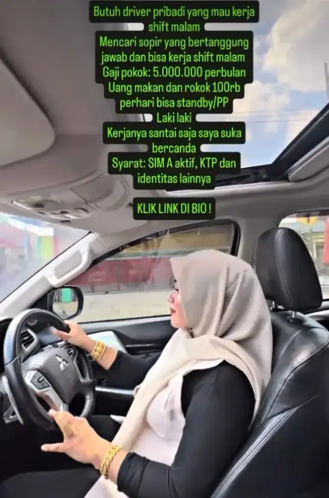 Di buka lowongan kerja buat supir pribadi