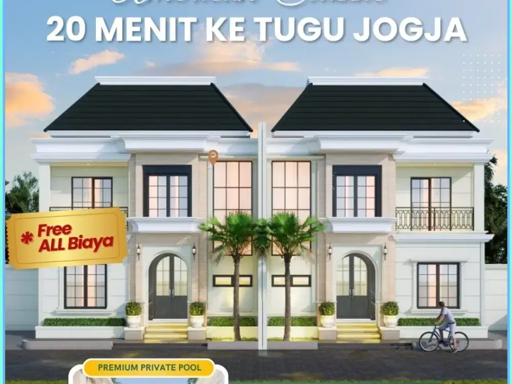 RUMAH MEWAH JOGJA GODEAN 2 LANTAI INCLUDE PRIVATE POOL DALAM CLUSTER