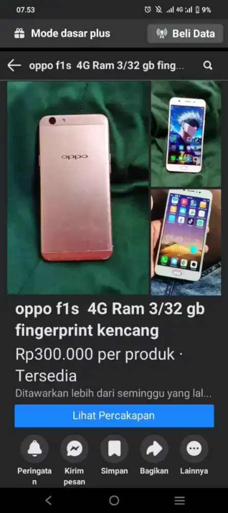 Oppo F1S 4G Ram 3/32 gb Sidikjari Siap Pakai.