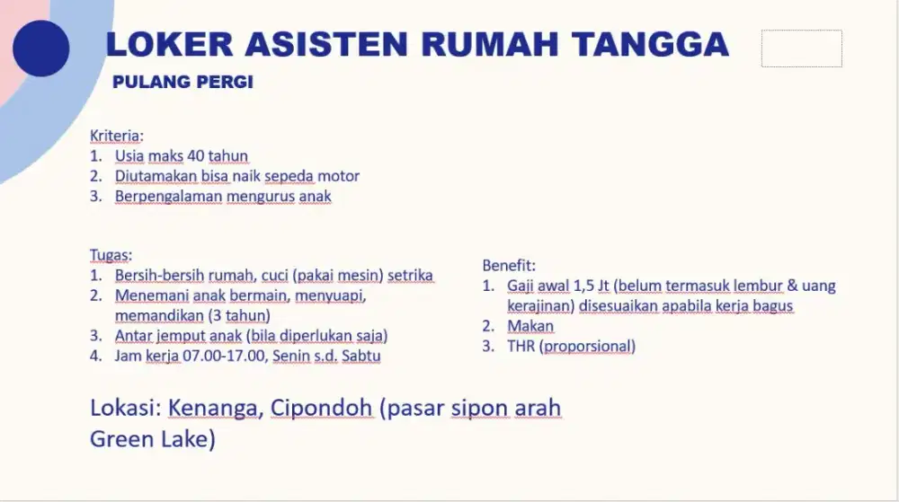 DIBUTUHKAN ART MOMONG (PP)