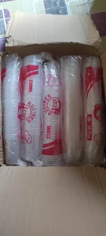 Gelas plastik uk 220 ml tp tutup nya