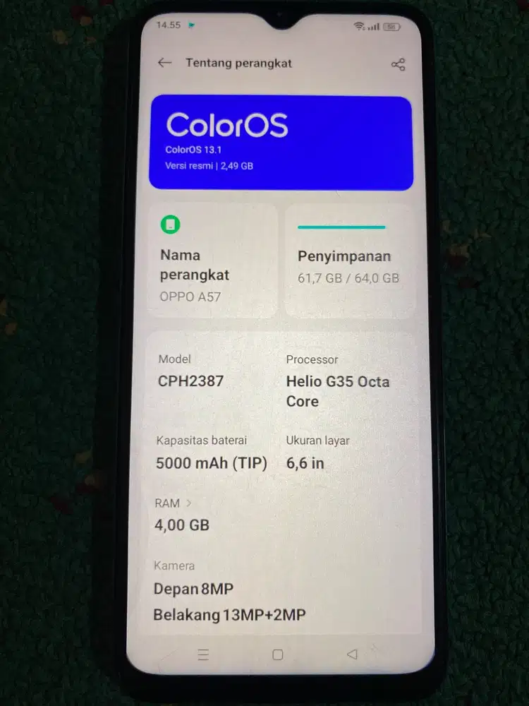 Oppo a57 Green 4/64 mulus
