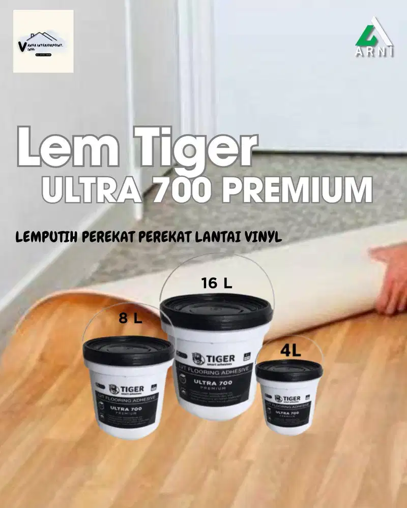 Lantai Vinyl Flooring Lem Vinyl Putih Tiger Perekat - 8, 4 DAN 16LT