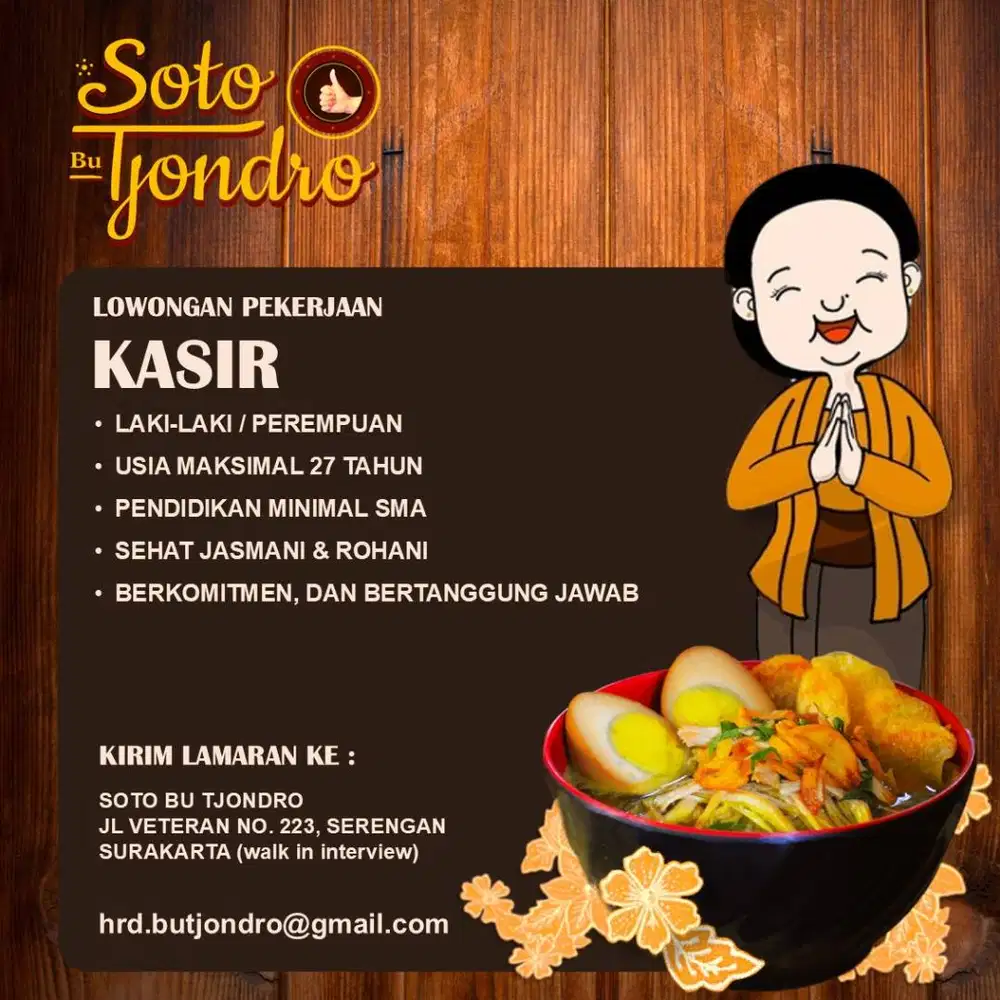 loker Soto Bu Tjondro Solo