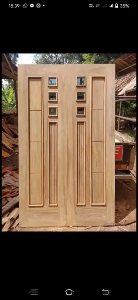 Pintu 2 ready dari kayu bekas Meranti oven berkualitas