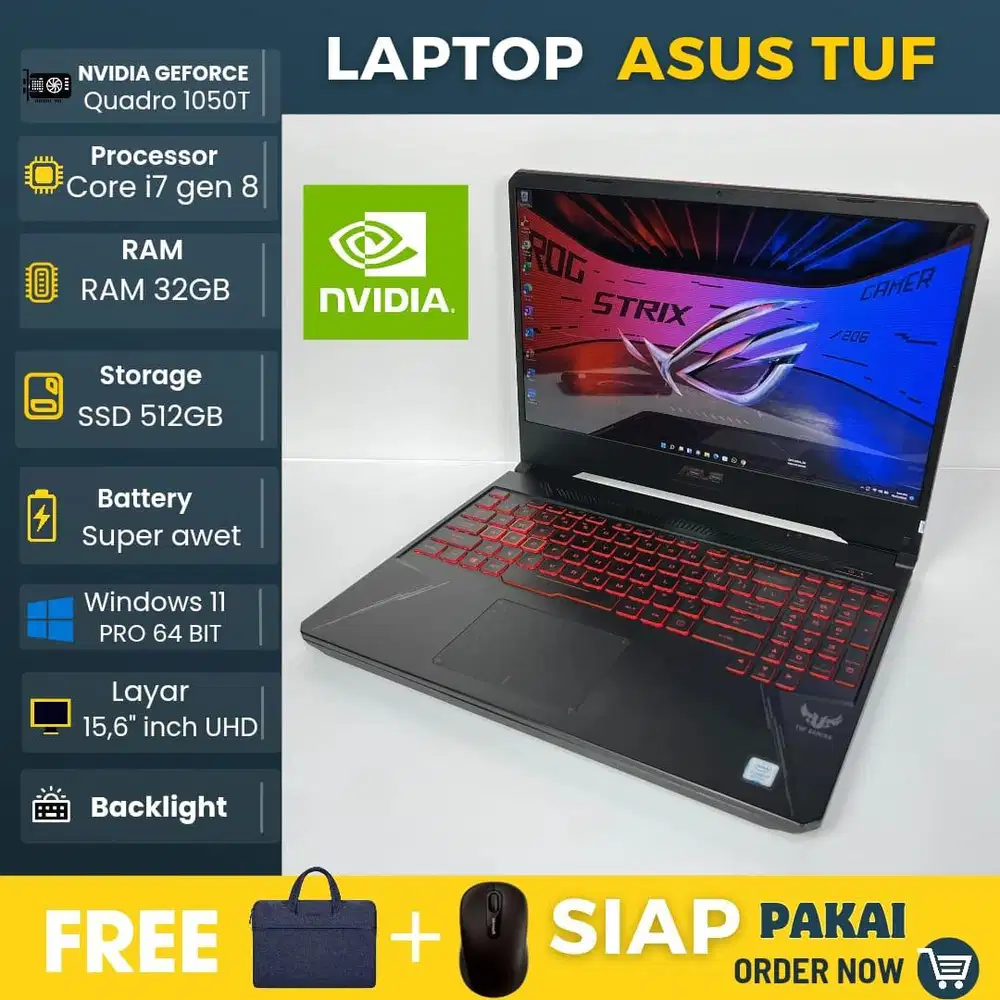 Laptop Asus TUF FX505GE intel core i7 gen 8 Ram 32Gb SSD 512Gb