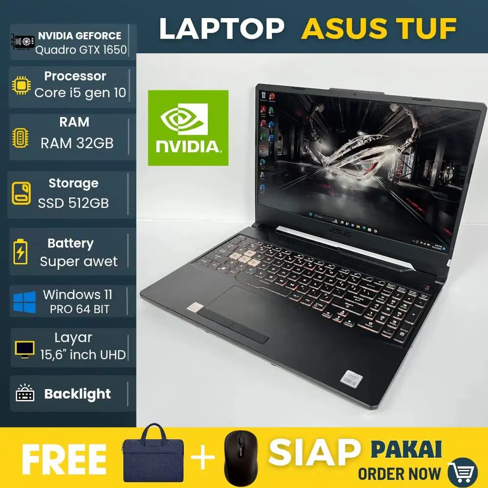 Laptop Asus TUF F15 FX506LHB Intel core i5 gen 10 Ram 32Gb SSKd 512Gb