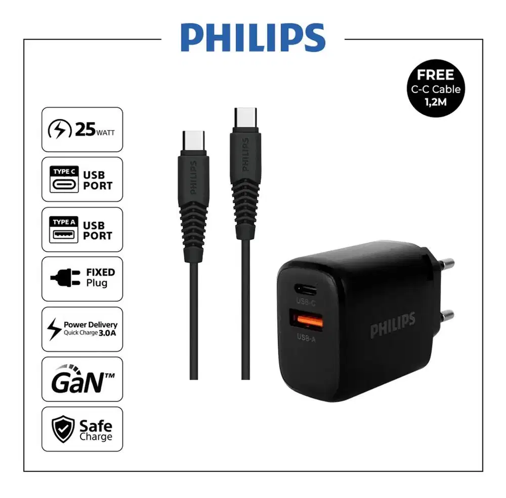 Charger Philips Type C Fast 25W