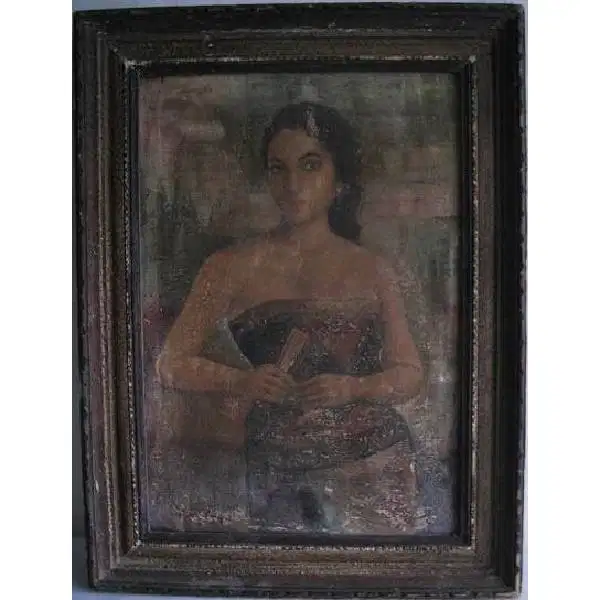 Lukisan antik original GADIS INDIËS era Kolonial karya Trubus