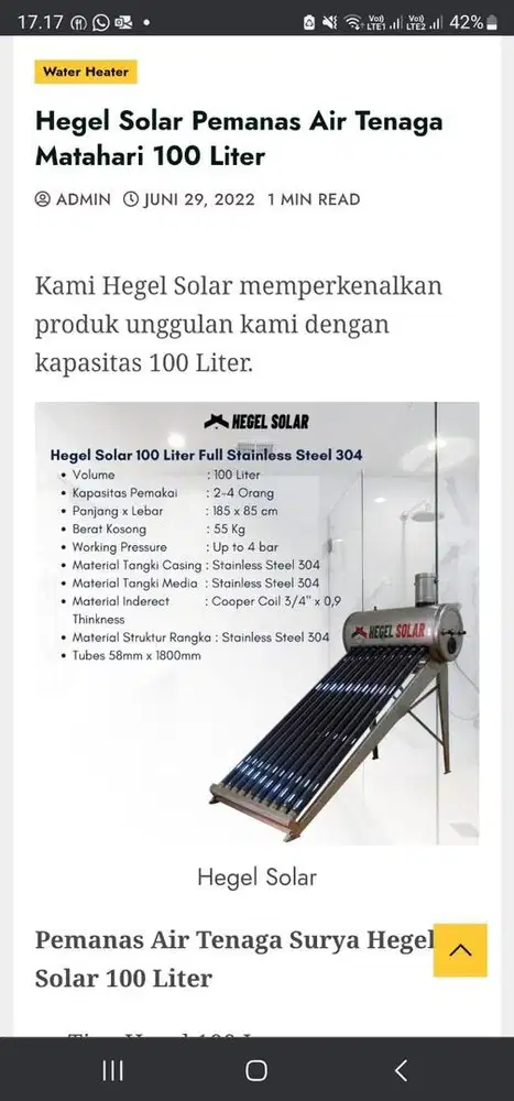 Water Heater solahart hegel