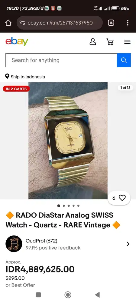 Jual jam RADO DIASTAR GOLD AUTOMATIC normal 85%