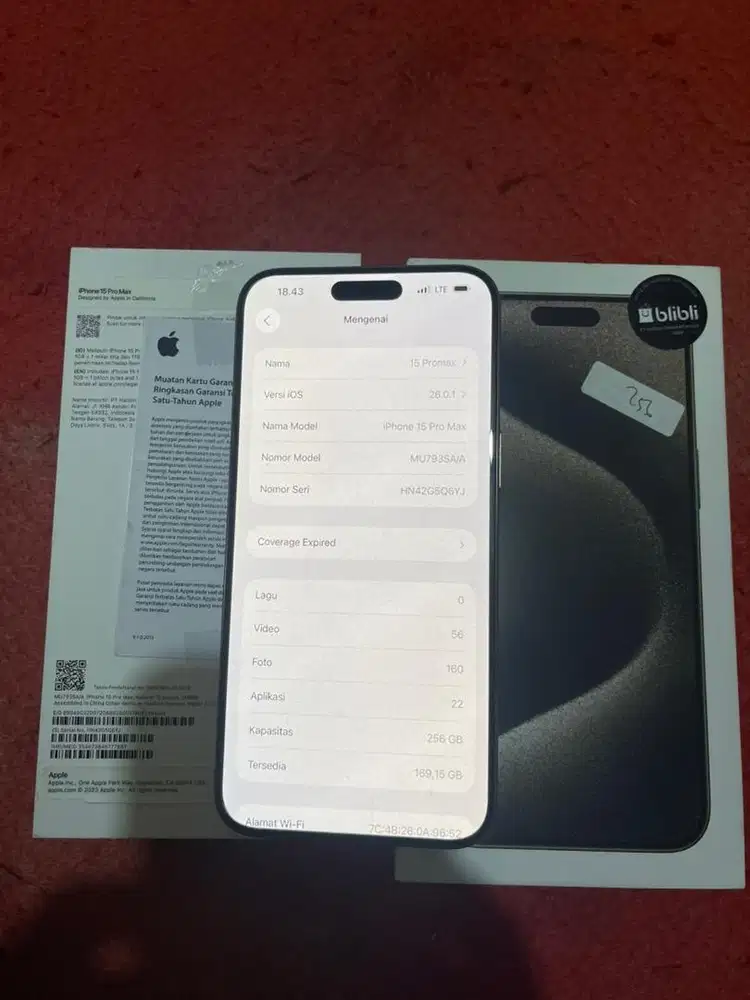 Iphone 15 PM 256 GB
