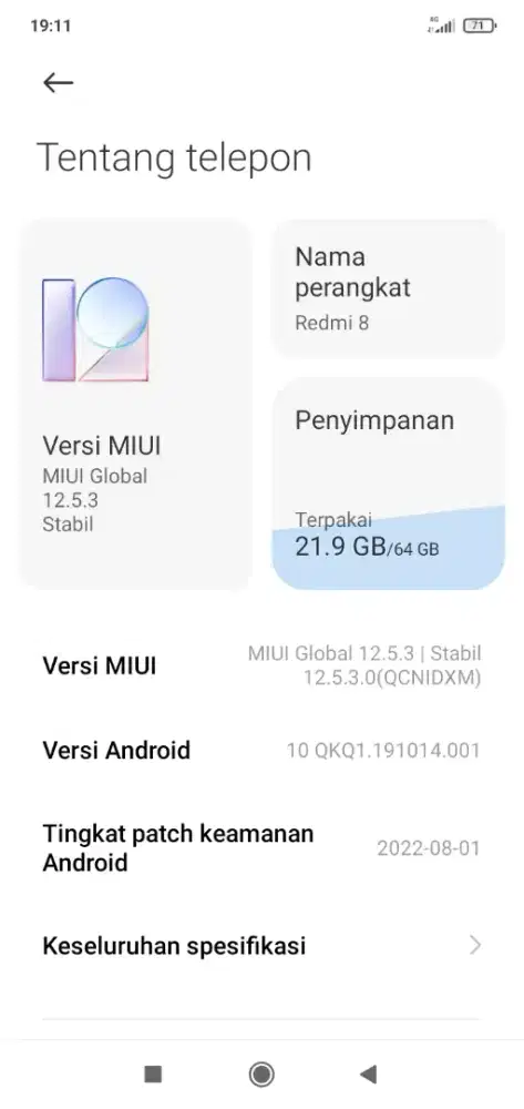 Redmi 8 4/64 batangan aj