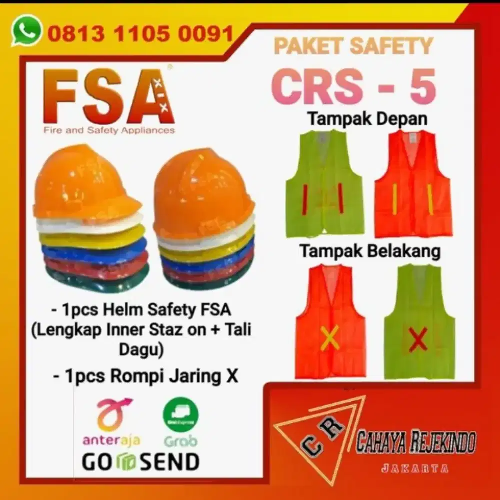 Paket Helm Proyek & Rompi Full Set || Helm Safety Lengkap Rompi Jaring