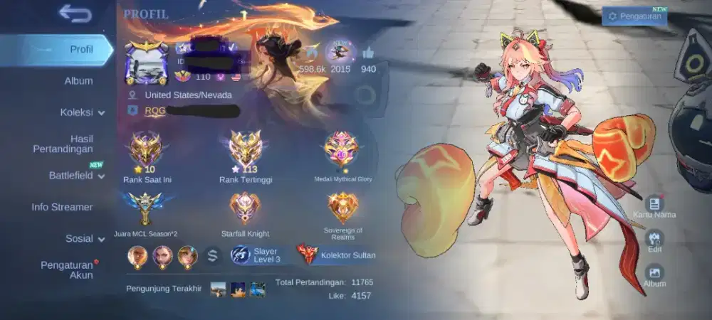Akun Mobile Legends Kolektor Sultan ex Immortal