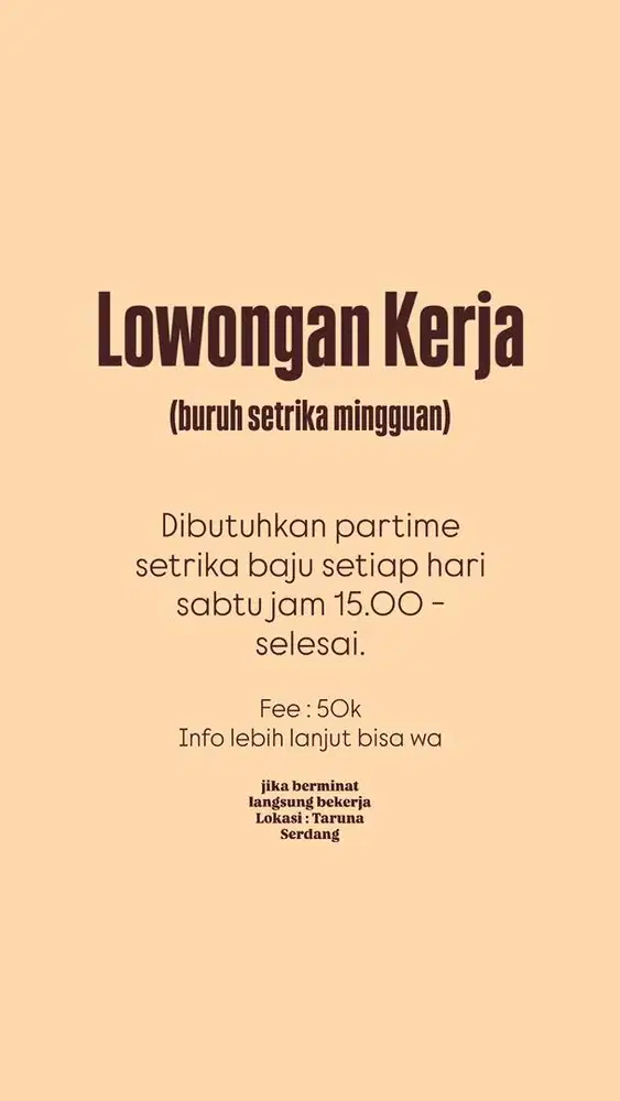 LOKER PARTIME SETRIKA HARIAN