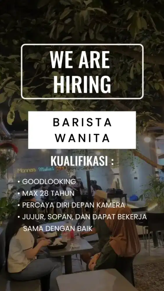 BUTUH BARISTA WANITA