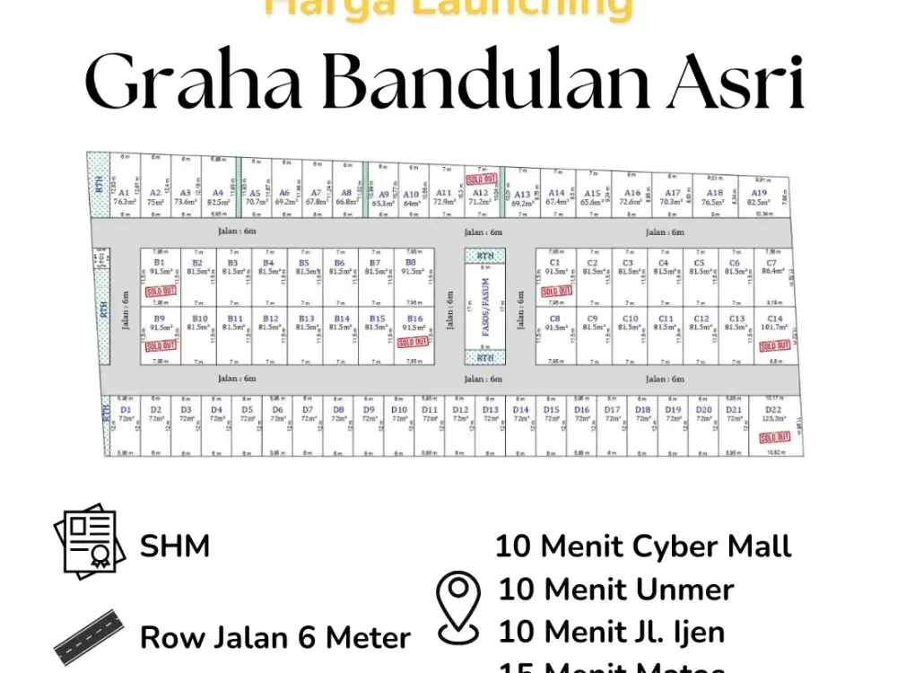 Dijual Tanah hanya 2jt/m2 di Tengah Kota Malang