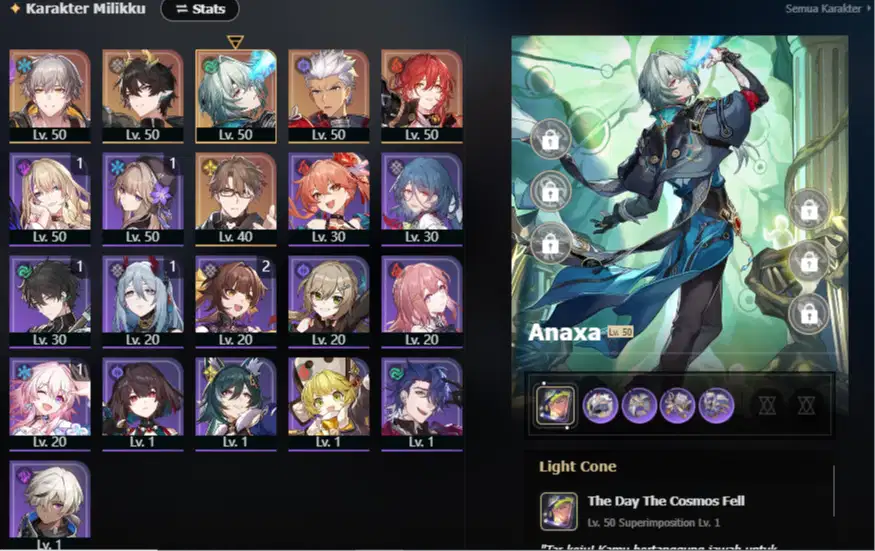 Jual Akun Honkai Starrail (Anaxa/DanhengPT/Archer)