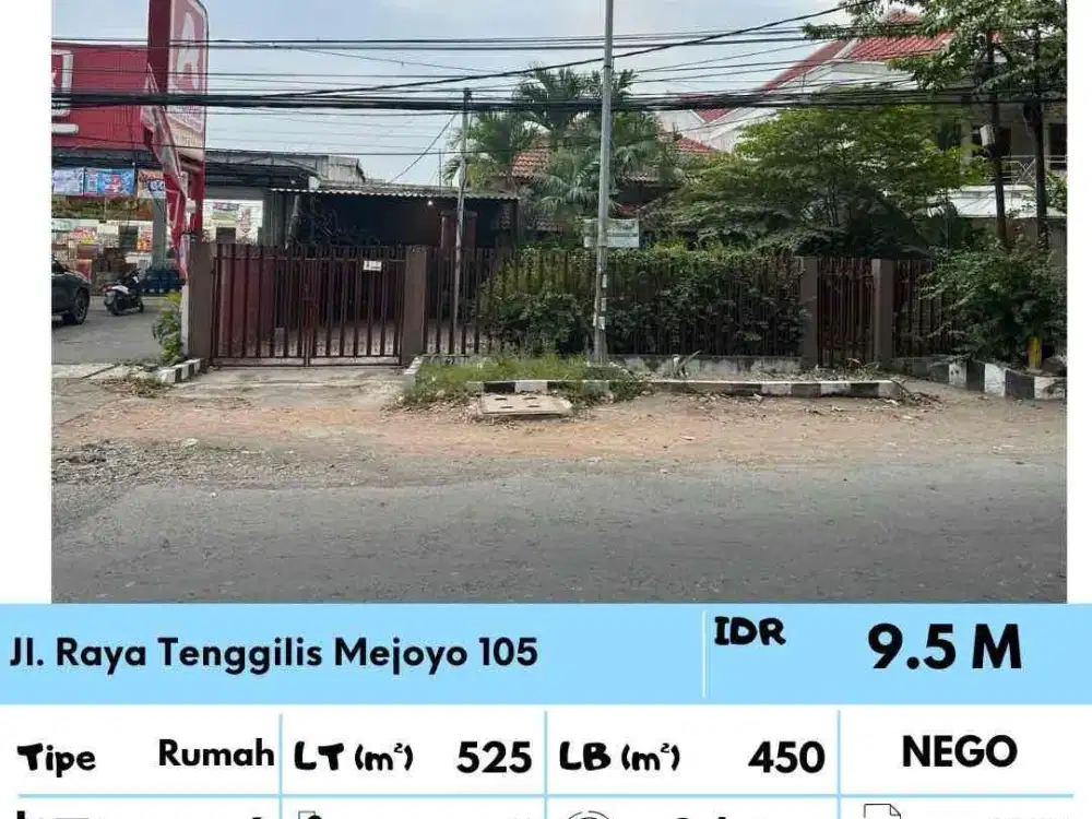 Rumah nol jalan raya tenggilis cocok untuk usaha