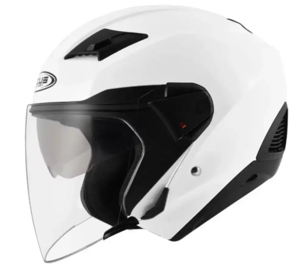 Helm zeus double visor half face putih