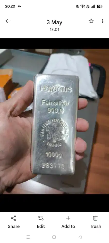 Jual Rugi : Silver Perak 1kg dijual