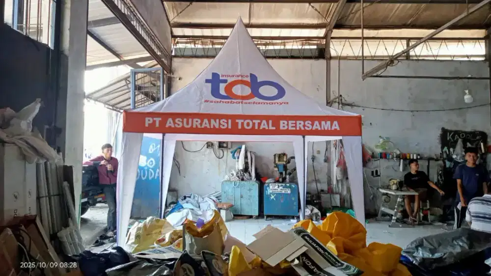 Tenda kerucut bisa pakai logo tulisan merk . Ready Palembang